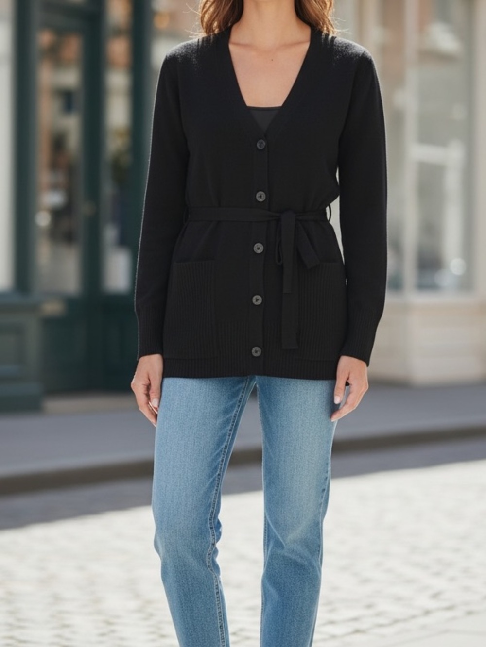 Splendid Black Belted Cardigan Sweater NWT Size Large Soft Knit